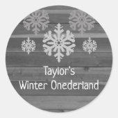 Winter Onederland 1e verjaardag Ronde Sticker (Voorkant)