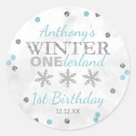 Winter ONEderland 1e verjaardag Ronde Sticker