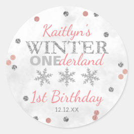 Winter ONEderland 1e verjaardag Ronde Sticker