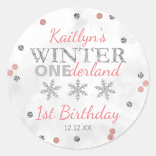 Winter ONEderland 1e verjaardag Ronde Sticker