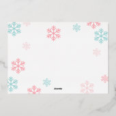 Winter ONEderland 1e verjaardag Roze Blauw Zilver Folie Uitnodiging (Achterkant)