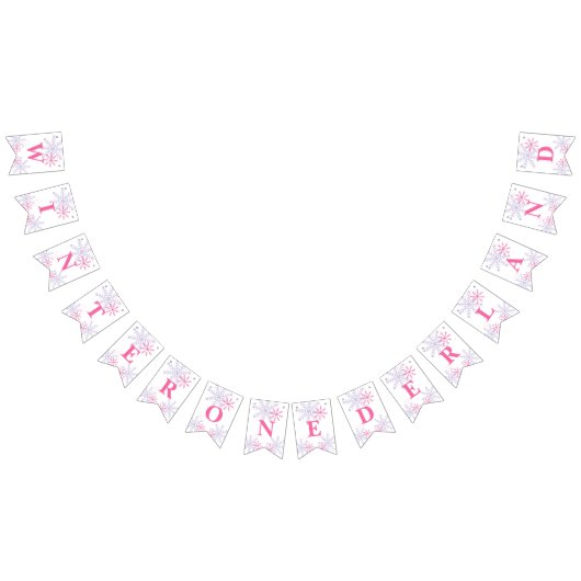 Winter Onederland 1e verjaardag Roze Schattige Mod Vlaggetjes (Alle)