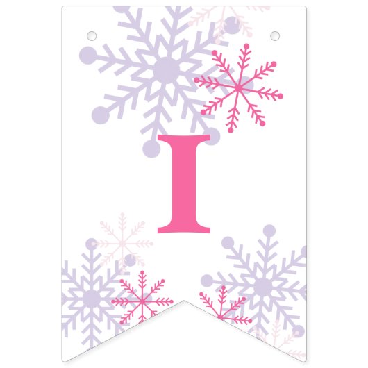 Winter Onederland 1e verjaardag Roze Schattige Mod Vlaggetjes (Tweede vlag)