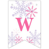 Winter Onederland 1e verjaardag Roze Schattige Mod Vlaggetjes (Eerste vlag)