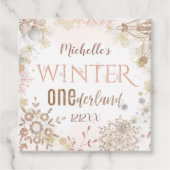 Winter Onederland 1e verjaardag Roze Snowflake Bedankjes Labels (Voorkant)
