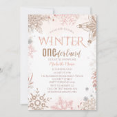 Winter Onederland 1e verjaardag Roze Snowflake Kaart (Voorkant)