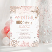 Winter Onederland 1e verjaardag Roze Snowflake Kaart