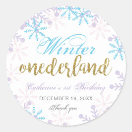 Winter Onederland 1e verjaardag Snowflakes Cute Ronde Sticker