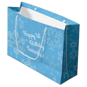 Winter Onederland 1e verjaardag Snowflakes Groot Cadeauzakje