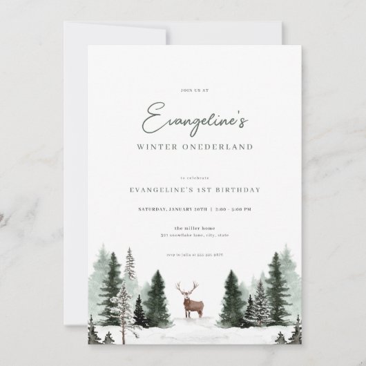 Winter Onederland 1e Verjaardag Uitnodigen Kaart (Voorkant)