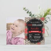 Winter Onederland 1e verjaardag uitnodiging (Staand voorkant)