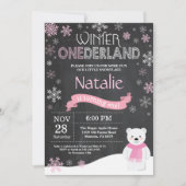 Winter Onederland 1e verjaardag uitnodiging (Voorkant)