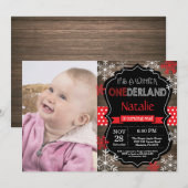 Winter Onederland 1e verjaardag uitnodiging (Voorkant / Achterkant)