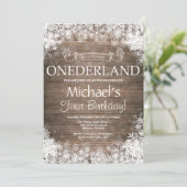 Winter Onederland 1e verjaardag uitnodiging (Staand voorkant)