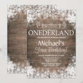 Winter Onederland 1e verjaardag uitnodiging (Voorkant / Achterkant)
