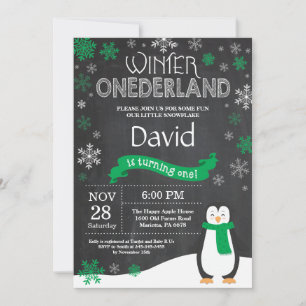 Winter Onederland 1e verjaardag uitnodiging