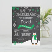 Winter Onederland 1e verjaardag uitnodiging (Staand voorkant)