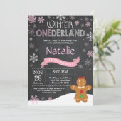 Winter Onederland 1e verjaardag uitnodiging (Staand voorkant)