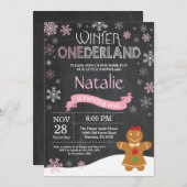 Winter Onederland 1e verjaardag uitnodiging (Voorkant / Achterkant)