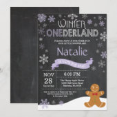 Winter Onederland 1e verjaardag uitnodiging (Voorkant / Achterkant)