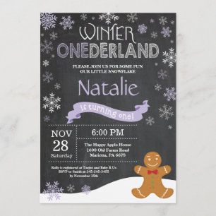 Winter Onederland 1e verjaardag uitnodiging