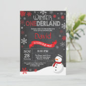 Winter Onederland 1e verjaardag uitnodiging (Staand voorkant)