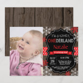 Winter Onederland 1e verjaardag uitnodiging (Voorkant / Achterkant)