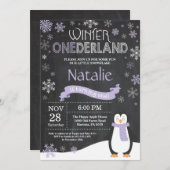 Winter Onederland 1e verjaardag uitnodiging (Voorkant / Achterkant)