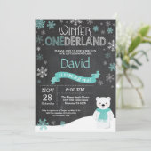 Winter Onederland 1e verjaardag uitnodiging (Staand voorkant)