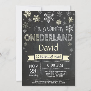 Winter Onederland 1e verjaardag uitnodiging