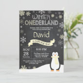 Winter Onederland 1e verjaardag uitnodiging (Staand voorkant)