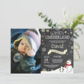 Winter Onederland 1e verjaardag uitnodiging (Staand voorkant)