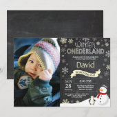 Winter Onederland 1e verjaardag uitnodiging (Voorkant / Achterkant)