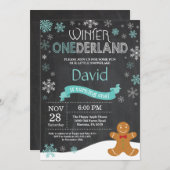 Winter Onederland 1e verjaardag uitnodiging (Voorkant / Achterkant)