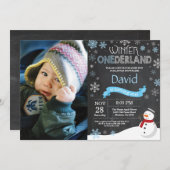 Winter Onederland 1e verjaardag uitnodiging (Voorkant / Achterkant)