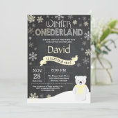 Winter Onederland 1e verjaardag uitnodiging (Staand voorkant)