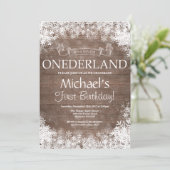 Winter Onederland 1e verjaardag uitnodiging (Staand voorkant)