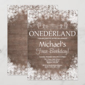 Winter Onederland 1e verjaardag uitnodiging (Voorkant / Achterkant)