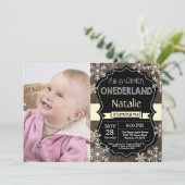 Winter Onederland 1e verjaardag uitnodiging (Staand voorkant)