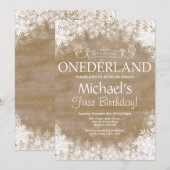 Winter Onederland 1e verjaardag uitnodiging (Voorkant / Achterkant)