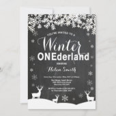 Winter Onederland 1e verjaardag uitnodiging (Voorkant)