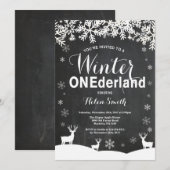 Winter Onederland 1e verjaardag uitnodiging (Voorkant / Achterkant)