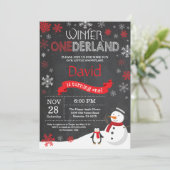 Winter Onederland 1e verjaardag uitnodiging (Staand voorkant)