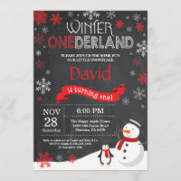 Winter Onederland 1e verjaardag uitnodiging
