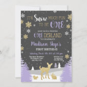 Winter Onederland 1e verjaardag uitnodiging (Voorkant)