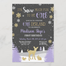 Winter Onederland 1e verjaardag uitnodiging