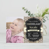Winter Onederland 1e verjaardag uitnodiging (Staand voorkant)