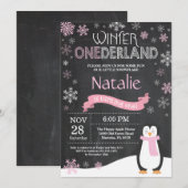 Winter Onederland 1e verjaardag uitnodiging (Voorkant / Achterkant)
