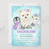 Winter Onederland 1e verjaardag uitnodiging (Voorkant)