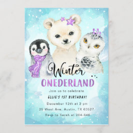Winter Onederland 1e verjaardag uitnodiging